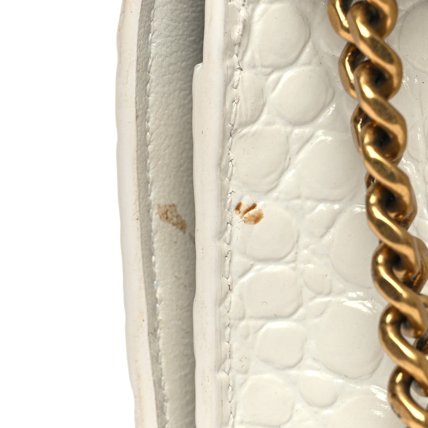 Balenciaga Shiny Calfskin Crocodile Embossed Hourglass Chain Bag White 12 of 12