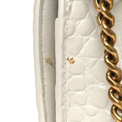 Balenciaga Shiny Calfskin Crocodile Embossed Hourglass Chain Bag White 12 of 12