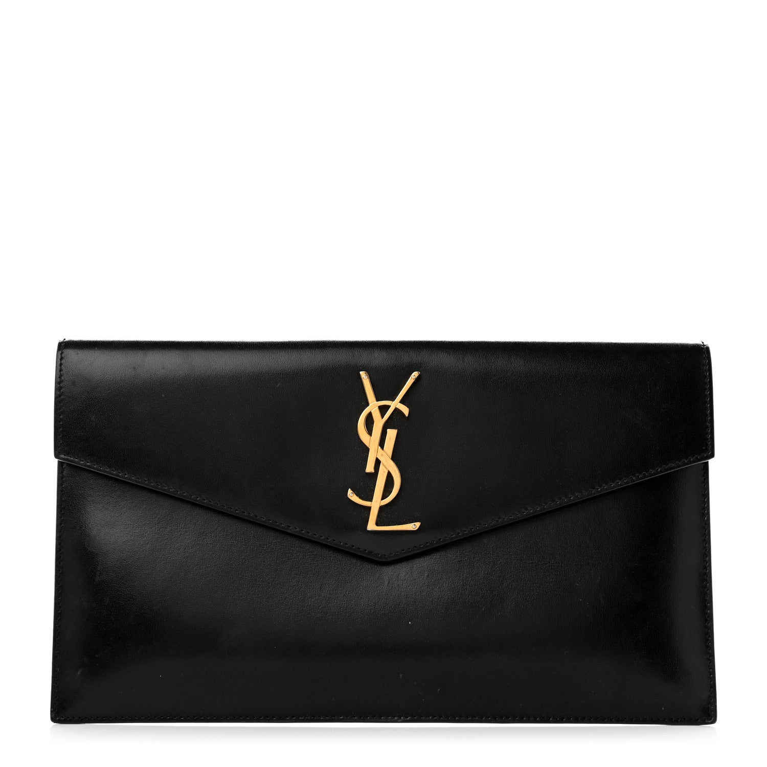 Saint Laurent Smooth Shiny Calfskin Monogram Uptown Pouch Black 1 of 11