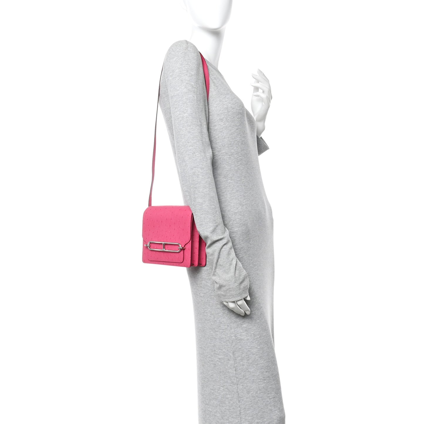 Ostrich Mini Sac Roulis Rose Tyrien