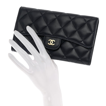 Chanel Lambskin Quilted Large Flap Wallet Navy 2 of 11