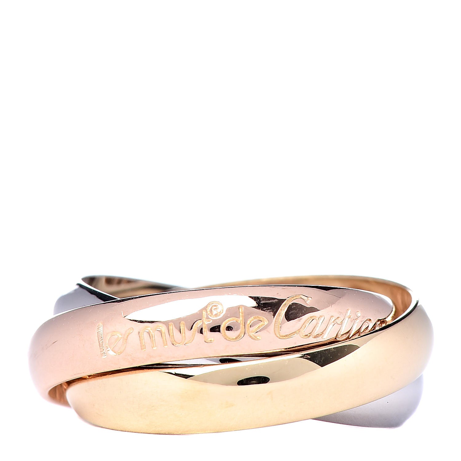 Cartier 18K Pink Yellow White Gold Classic Les Must De Trinity Ring 49 4.75 1 of 5