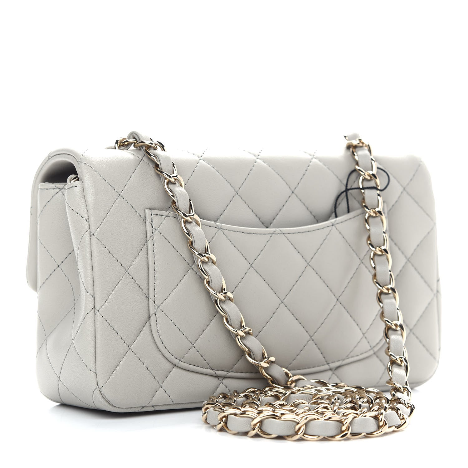 Chanel Lambskin Quilted Mini Rectangular Flap Grey 3 of 9