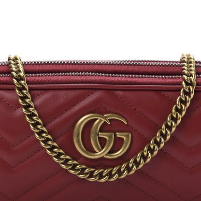 Gucci Calfskin Matelasse Mini GG Marmont Chain Crossbody Bag Hibiscus Red 9 of 10