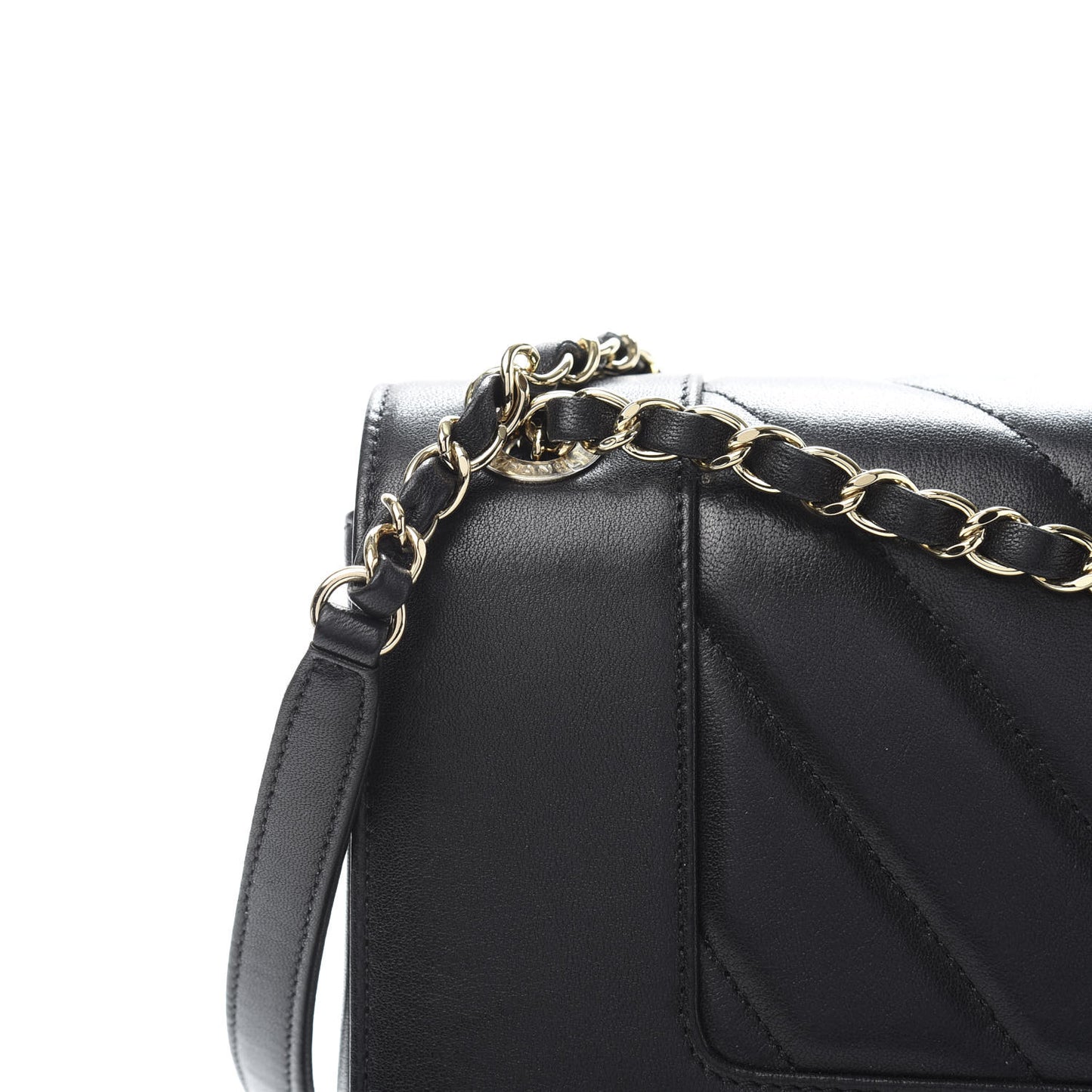 Sheepskin Chevron Quilted Vintage Mademoiselle Flap Black