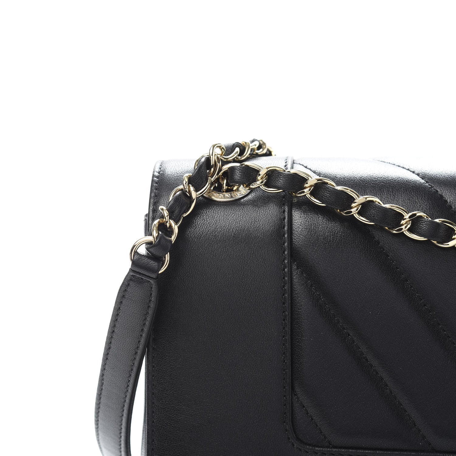 Chanel Sheepskin Chevron Quilted Vintage Mademoiselle Flap Black 12 of 13