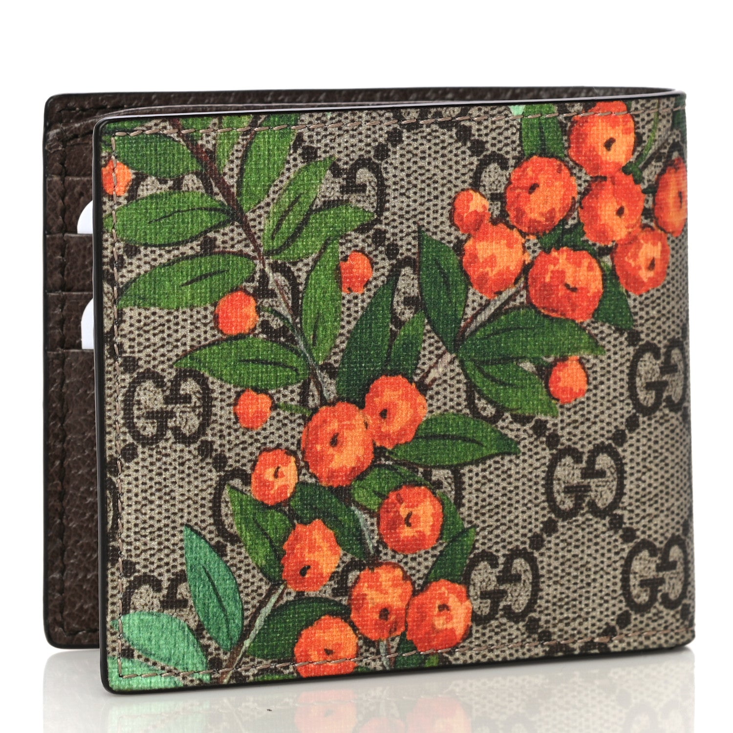 Gucci GG Supreme Monogram Tian Bi-Fold Wallet Beige Multicolor New Acero 3 of 10