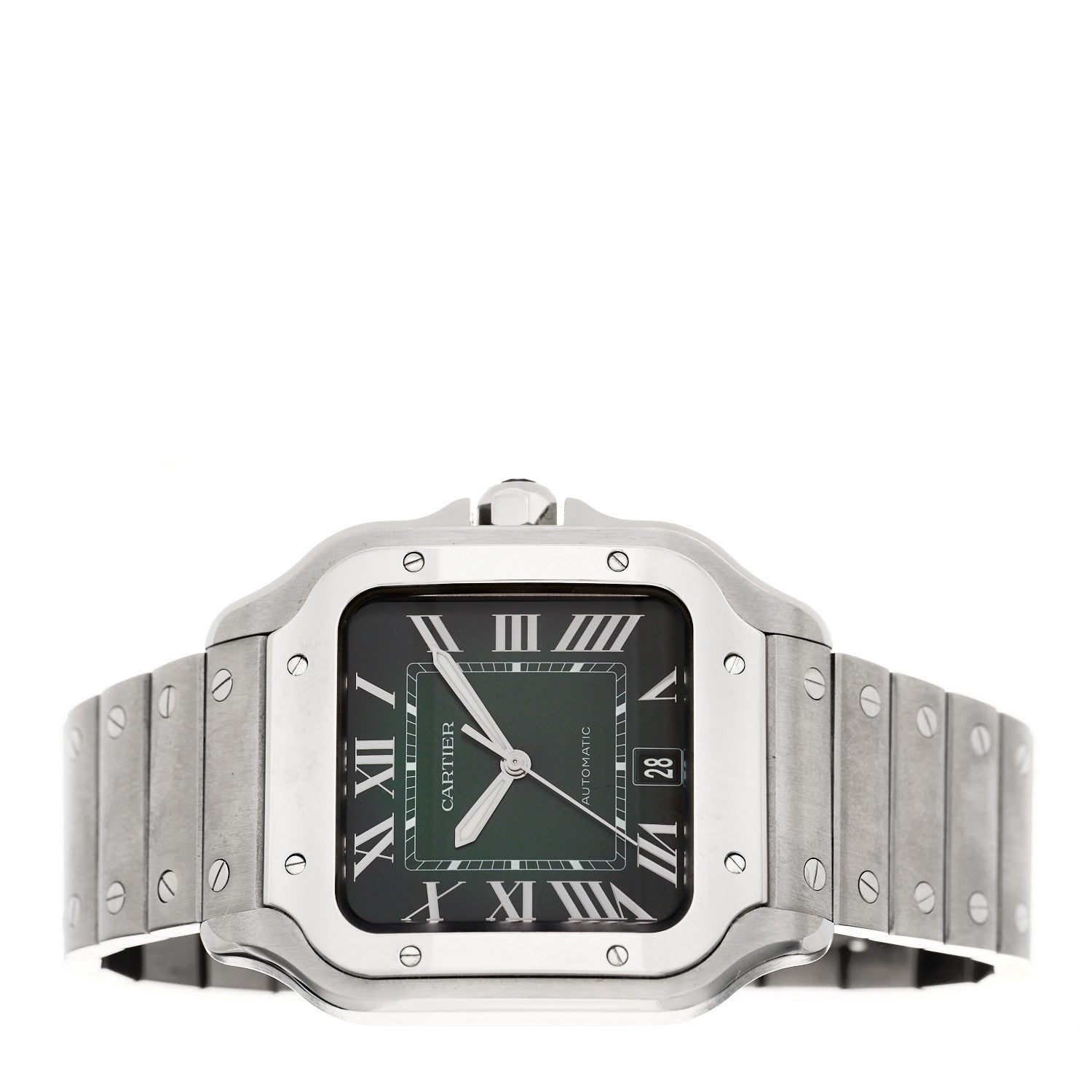Cartier Stainless Steel 39.8mm Santos De Cartier Automatic Watch Green 2 of 5