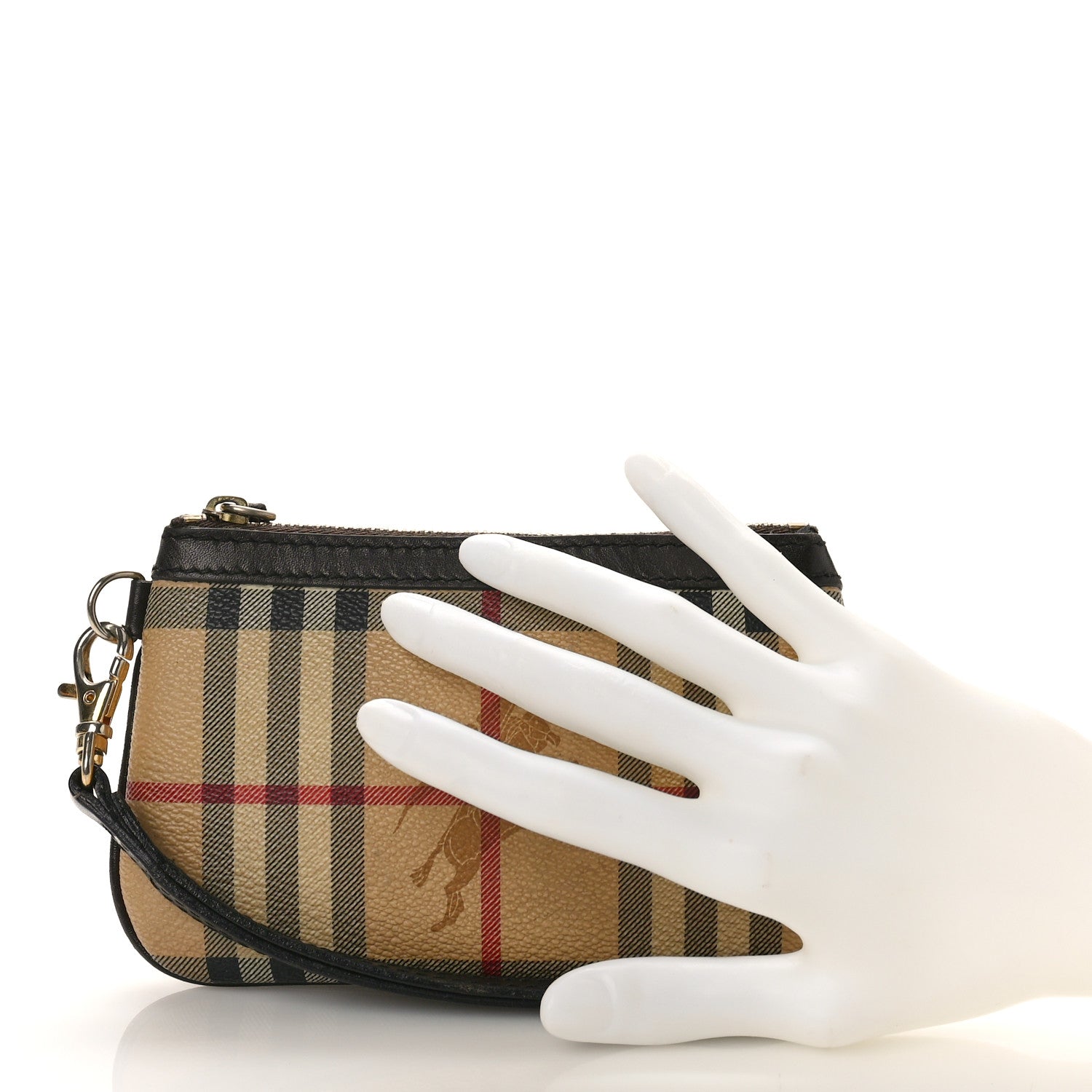 Burberry Haymarket Check Coin Case Wristlet Chocolate 2 of 10