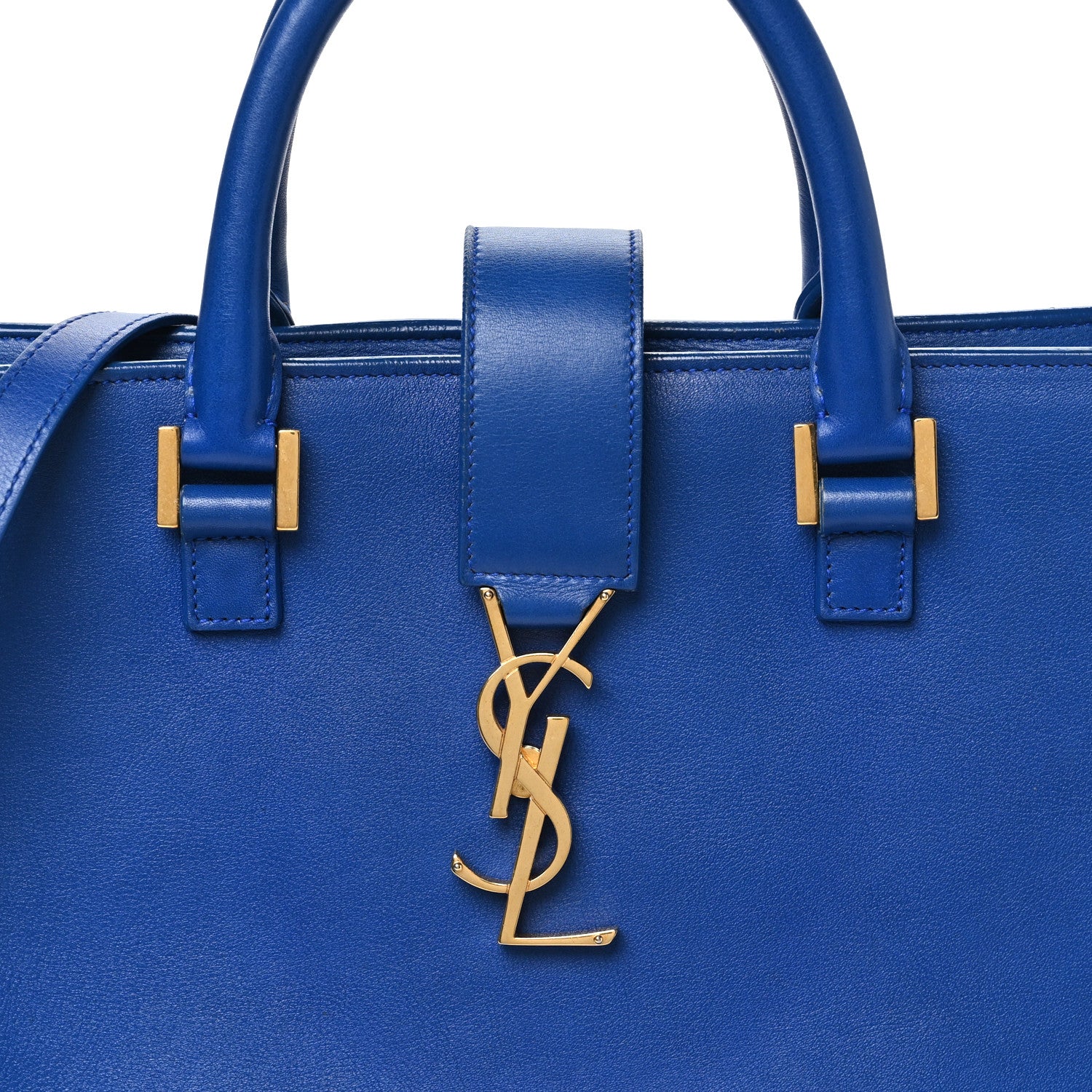 Saint Laurent Calfskin Small Monogram Cabas Blue Majorelle 8 of 10