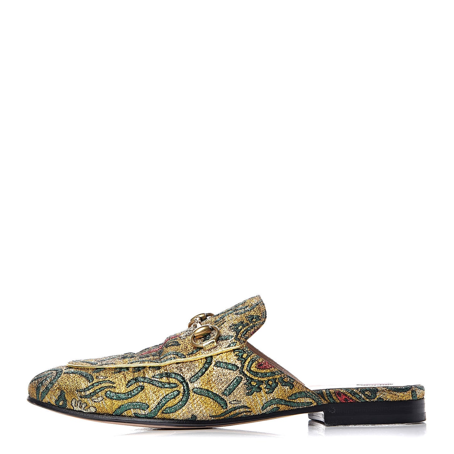 Iridescent Brocade Womens Princetown Slippers 36 Gold Multicolor