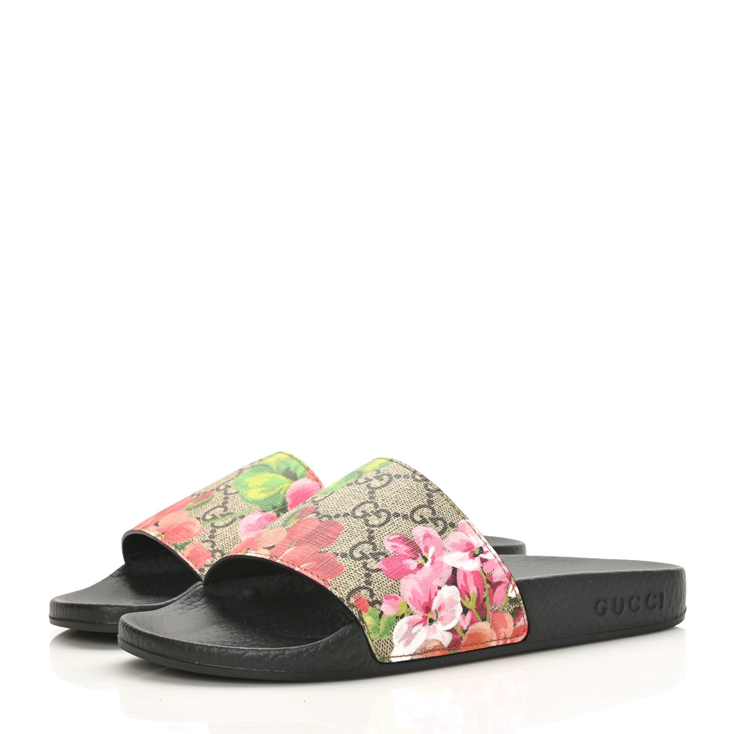 Gucci GG Supreme Monogram Blooms Slide Sandals 36 Beige Multicolor 3 of 7