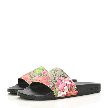 Gucci GG Supreme Monogram Blooms Slide Sandals 36 Beige Multicolor 3 of 7