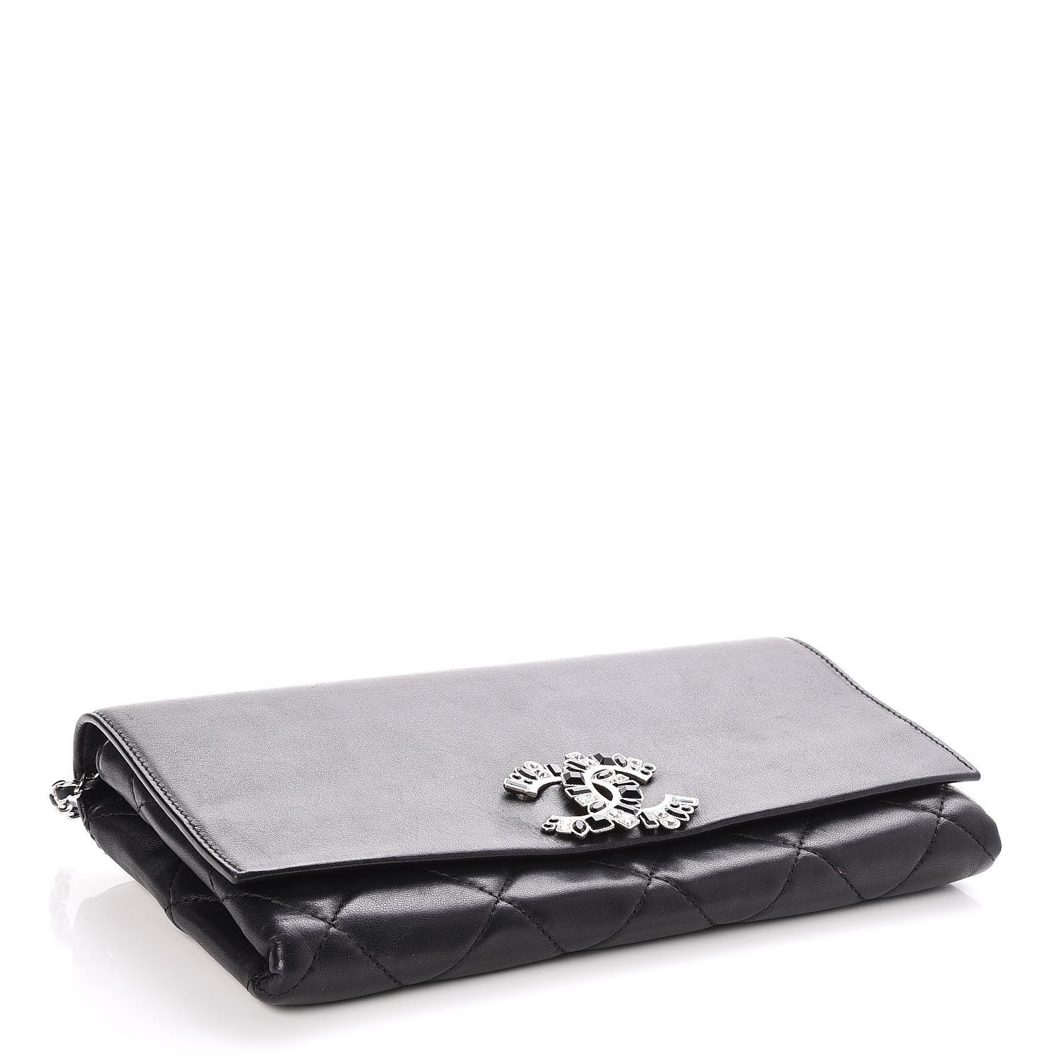 Chanel Lambskin Quilted Crystal CC Flap Black 4 of 7