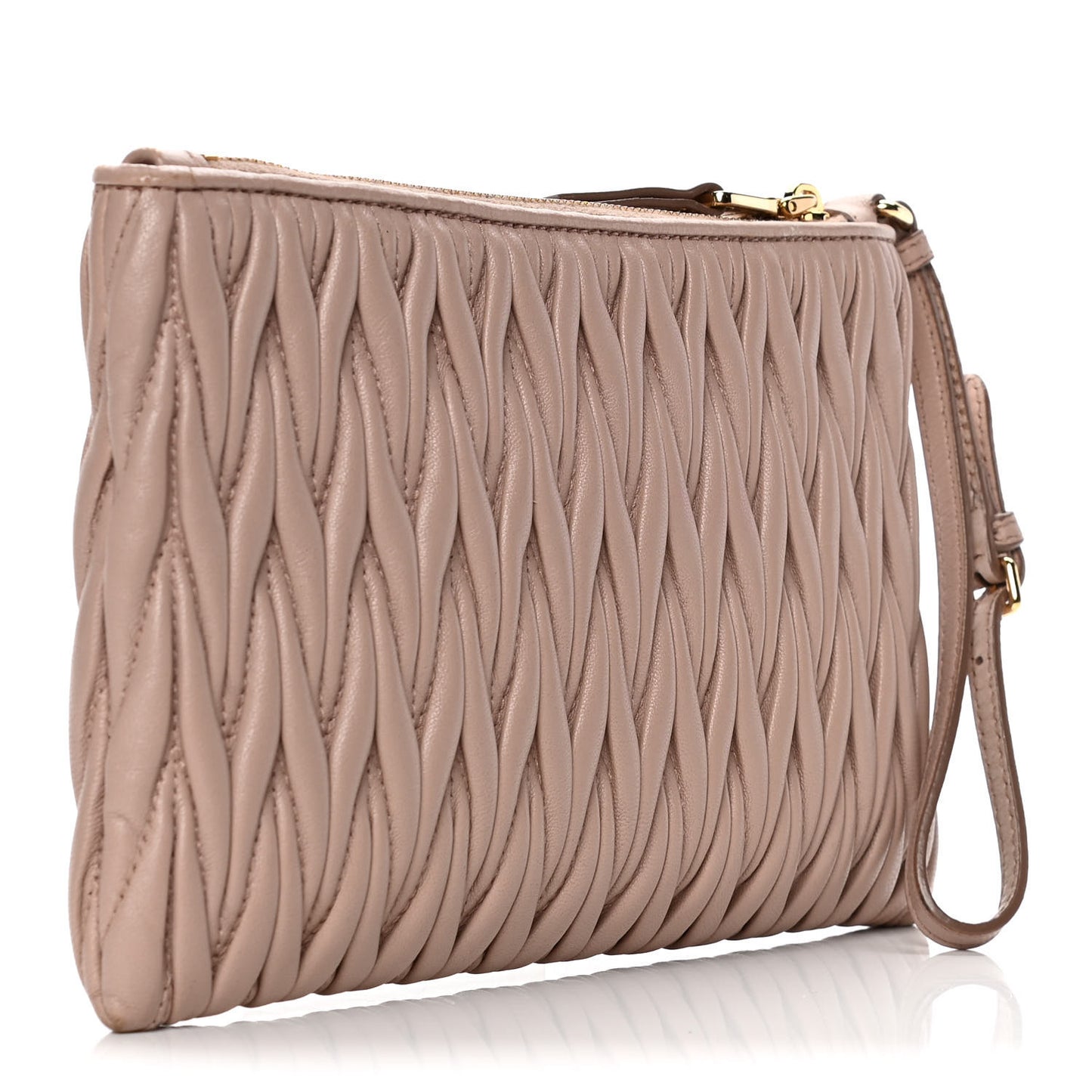 Nappa Matelasse Wristlet Cammeo