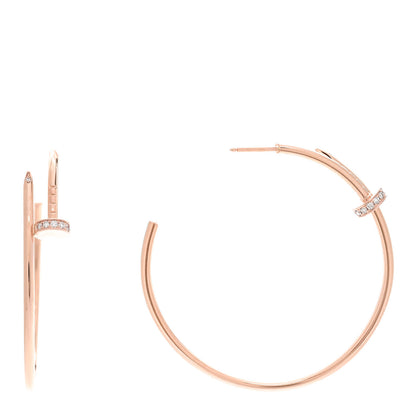 Cartier 18K Pink Gold Diamond Juste Un Clou Hoop Earrings 1 of 4