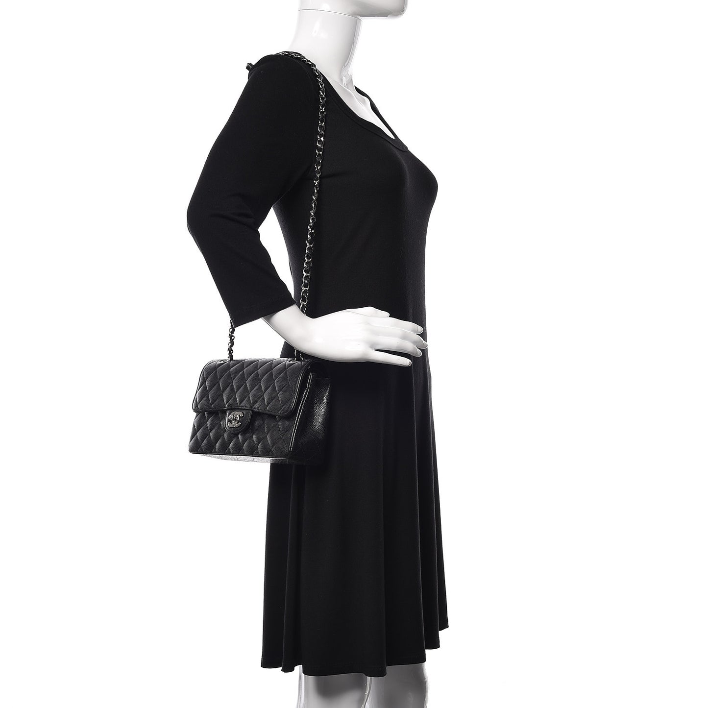 Caviar Quilted Small Double Flap Black