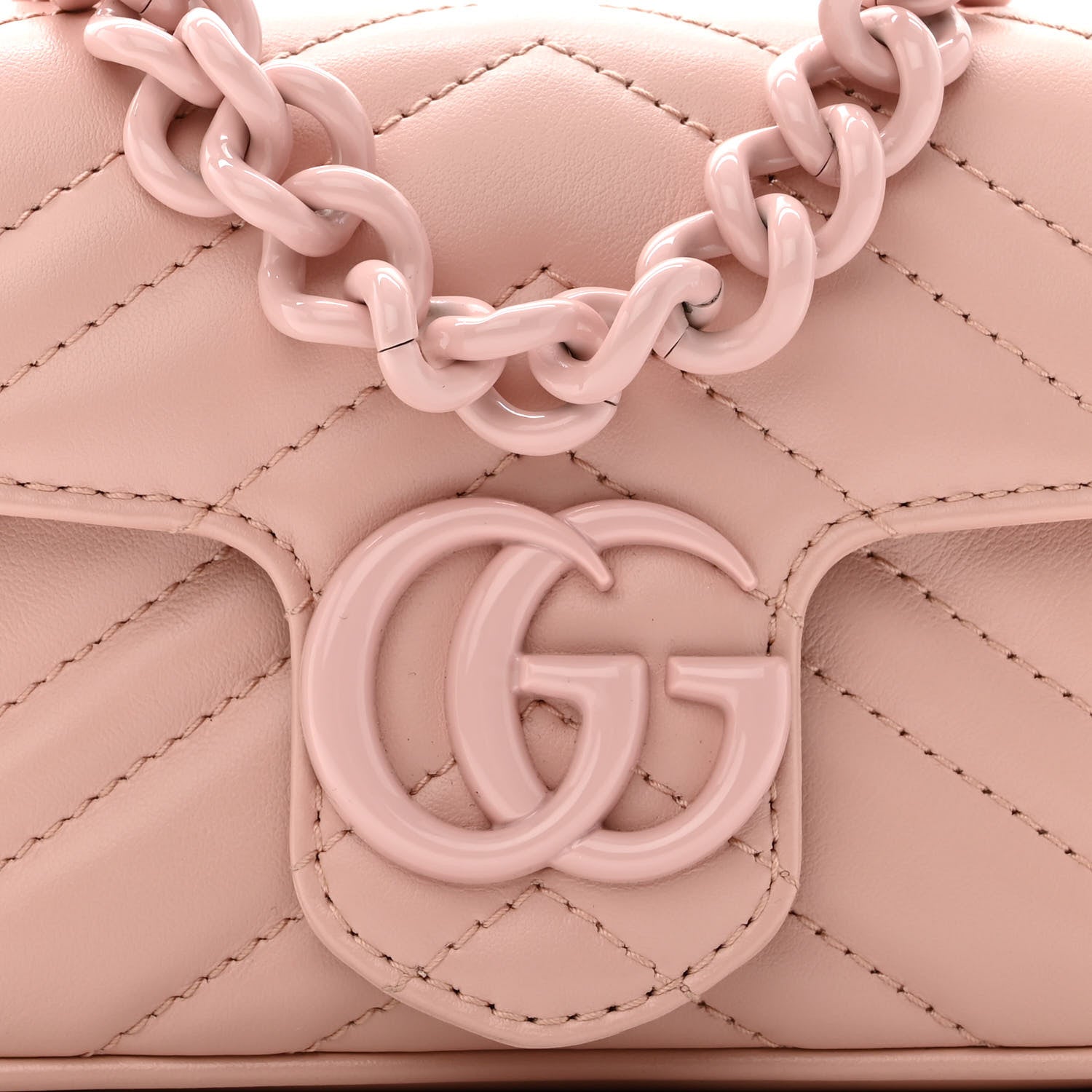 Gucci Calfskin Matelasse Monochrome GG Marmont Chain Belt Bag Perfect Pink 8 of 10