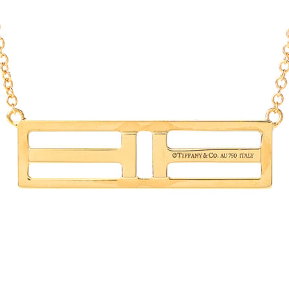 Tiffany 18K Yellow Gold Diamond Tiffany T Two Open Horizontal Bar Pendant 4 of 7