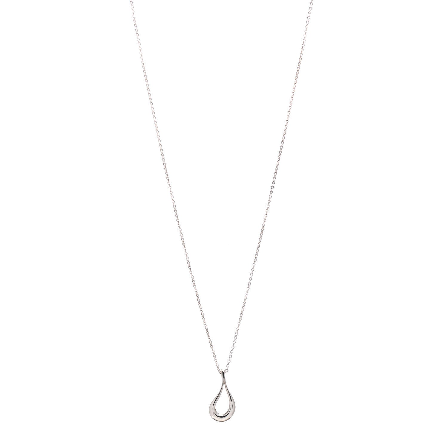 Tiffany Sterling Silver Elsa Peretti Open Tear Drop Pendant Necklace 1 of 4
