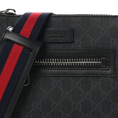 Gucci GG Supreme Monogram Web Small Flat Messenger Bag Black Grey 8 of 10