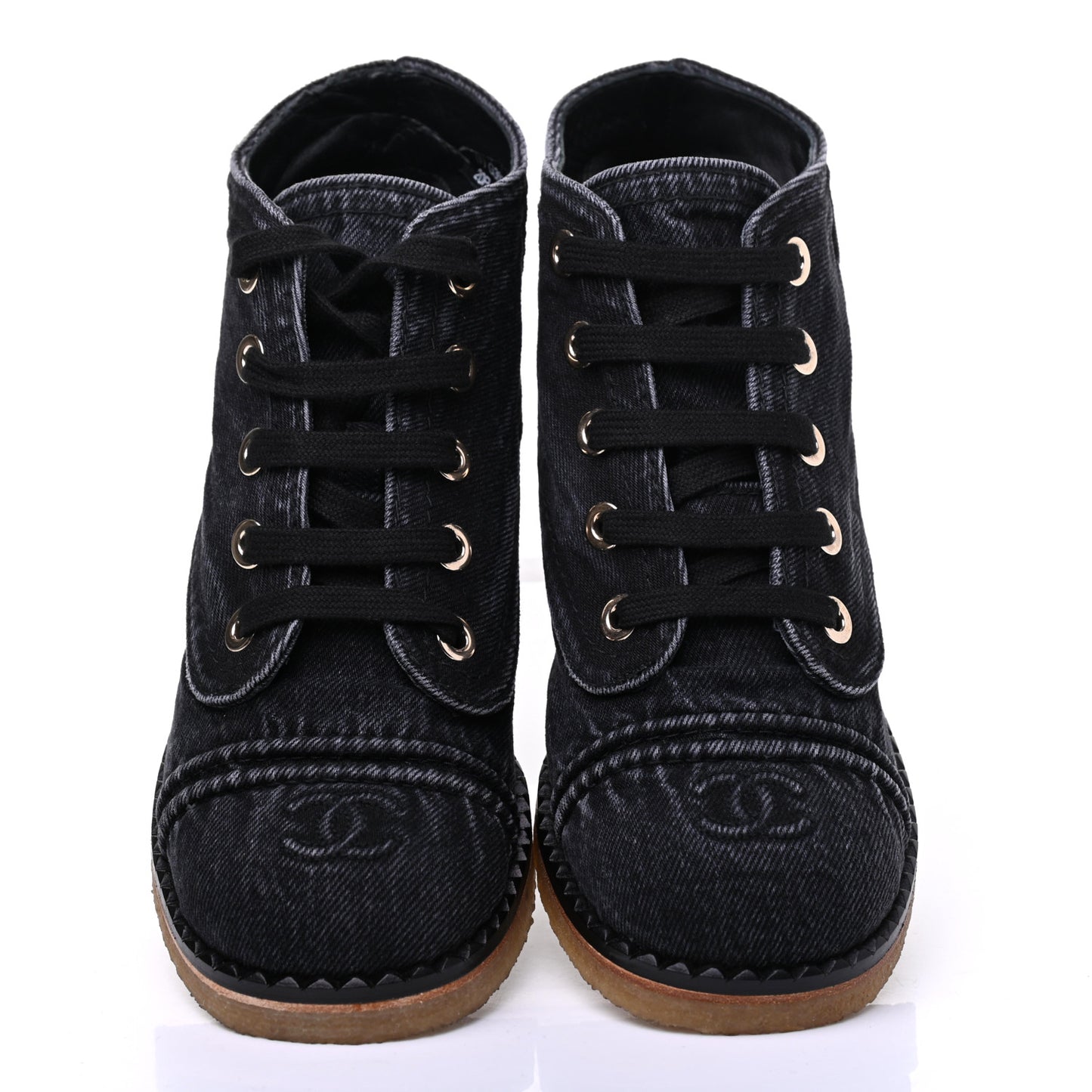 Denim Lace Up Boots 37.5 Grey