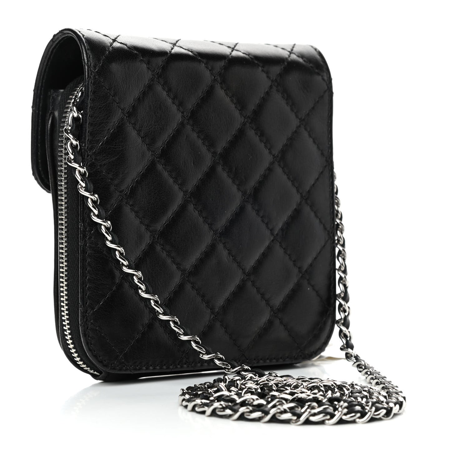 Lambskin Quilted Mini Crossbody Flap Black