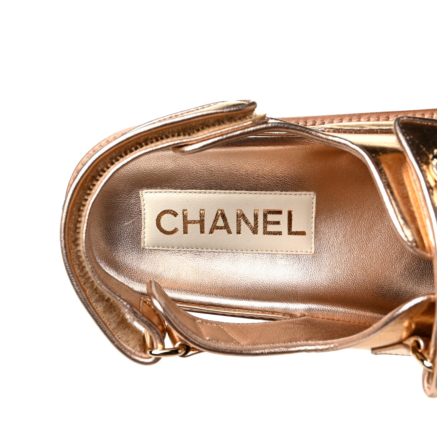 Chanel Metallic Laminated Calfskin Velcro Dad Sandals 41 Golden 7 of 9