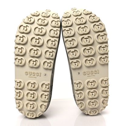 Gucci Cubic Rubber GG Monogram Womens Interlocking G Platform 42mm Slide Sandals 38 Beige Ebony 6 of 8