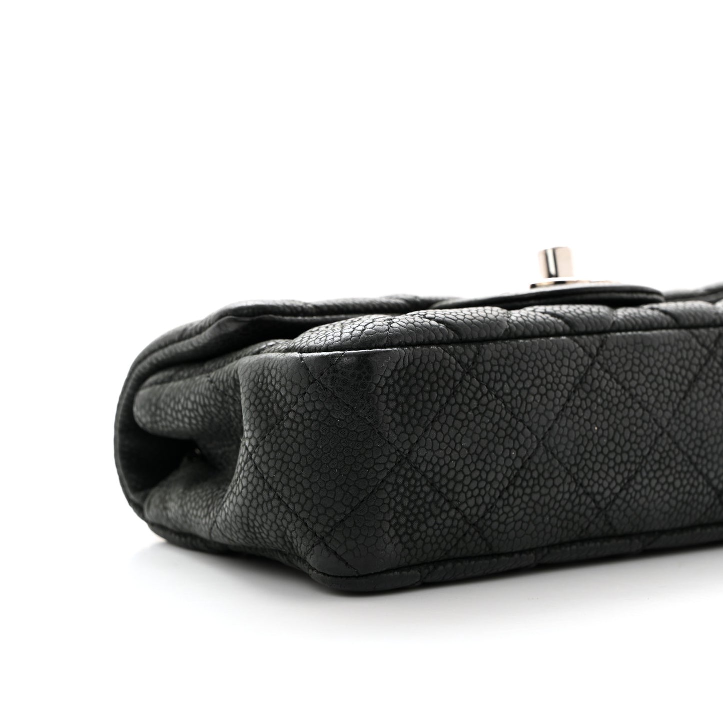 Iridescent Caviar Quilted Extra Mini Flap Black