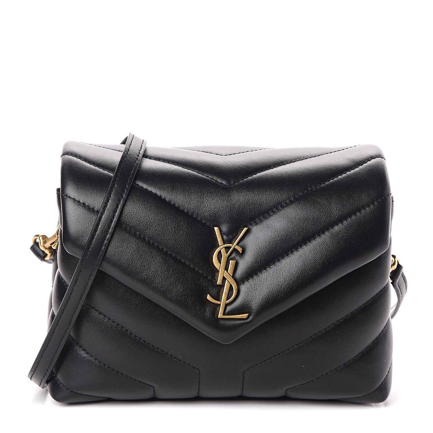Saint Laurent Calfskin Y Quilted Monogram Toy Loulou Crossbody Bag Black 1 of 7
