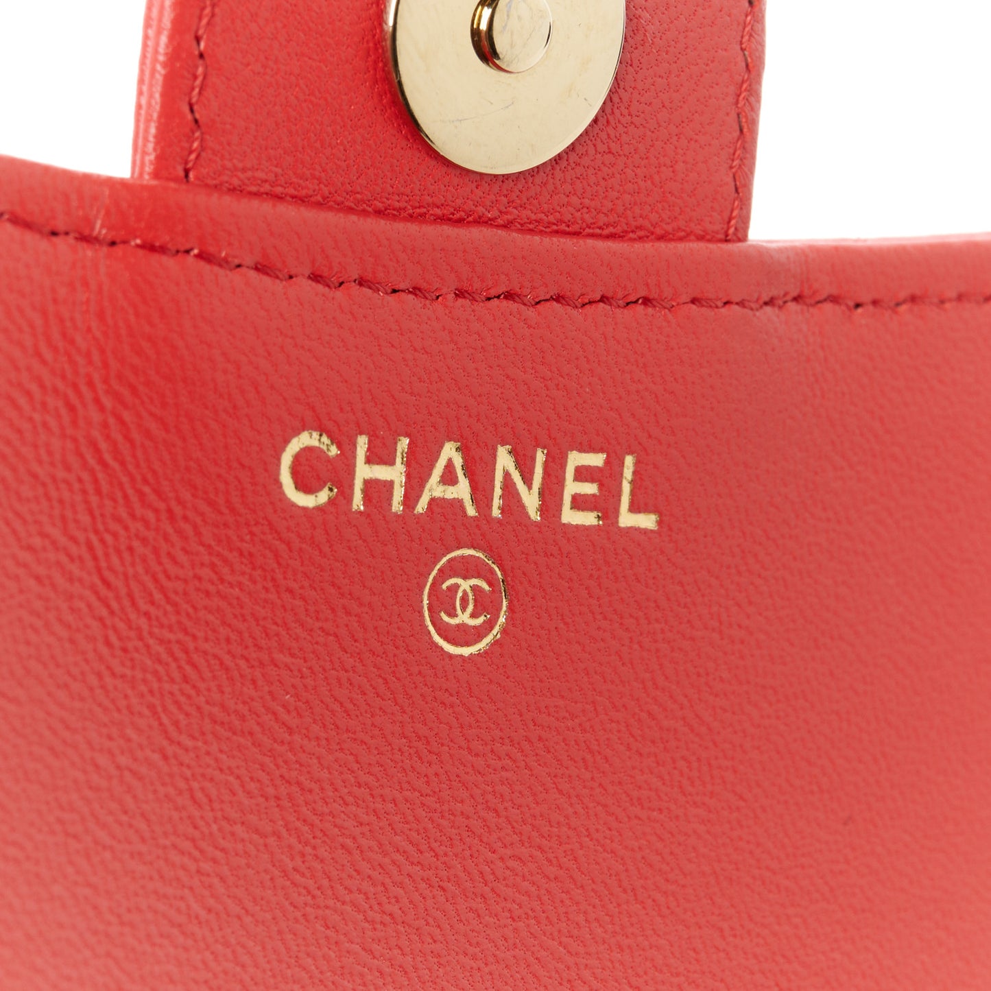Lambskin Quilted Flap Phone Holder With Chain Red