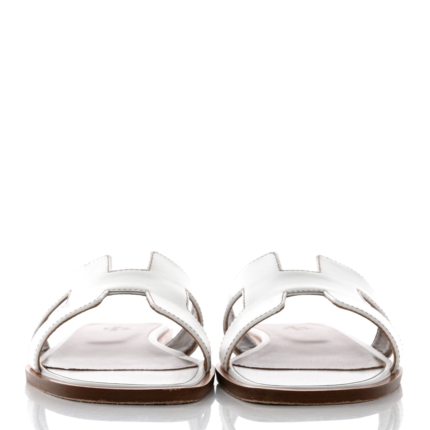 Hermes Box Calfskin Oran Sandals 38 White 2 of 13