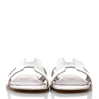 Hermes Box Calfskin Oran Sandals 38 White 2 of 13