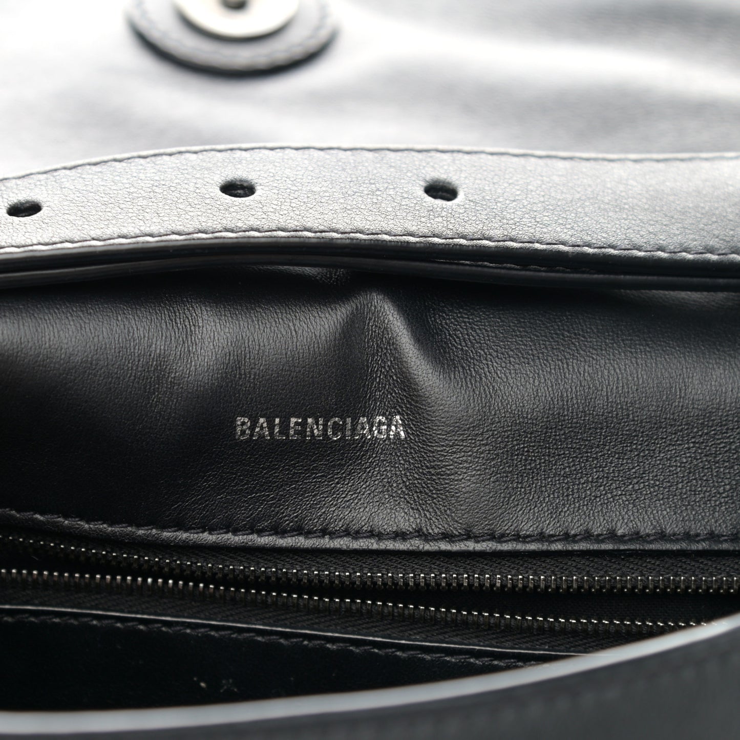 Semi Shiny Smooth Calfskin Monochrome Small Downtown Shoulder Bag Black
