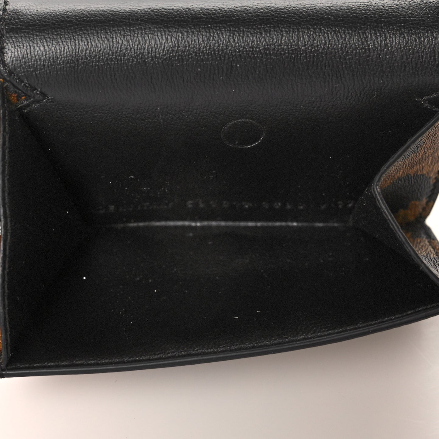 Calfskin Leopard Print Logo Everyday Mini Wallet Black