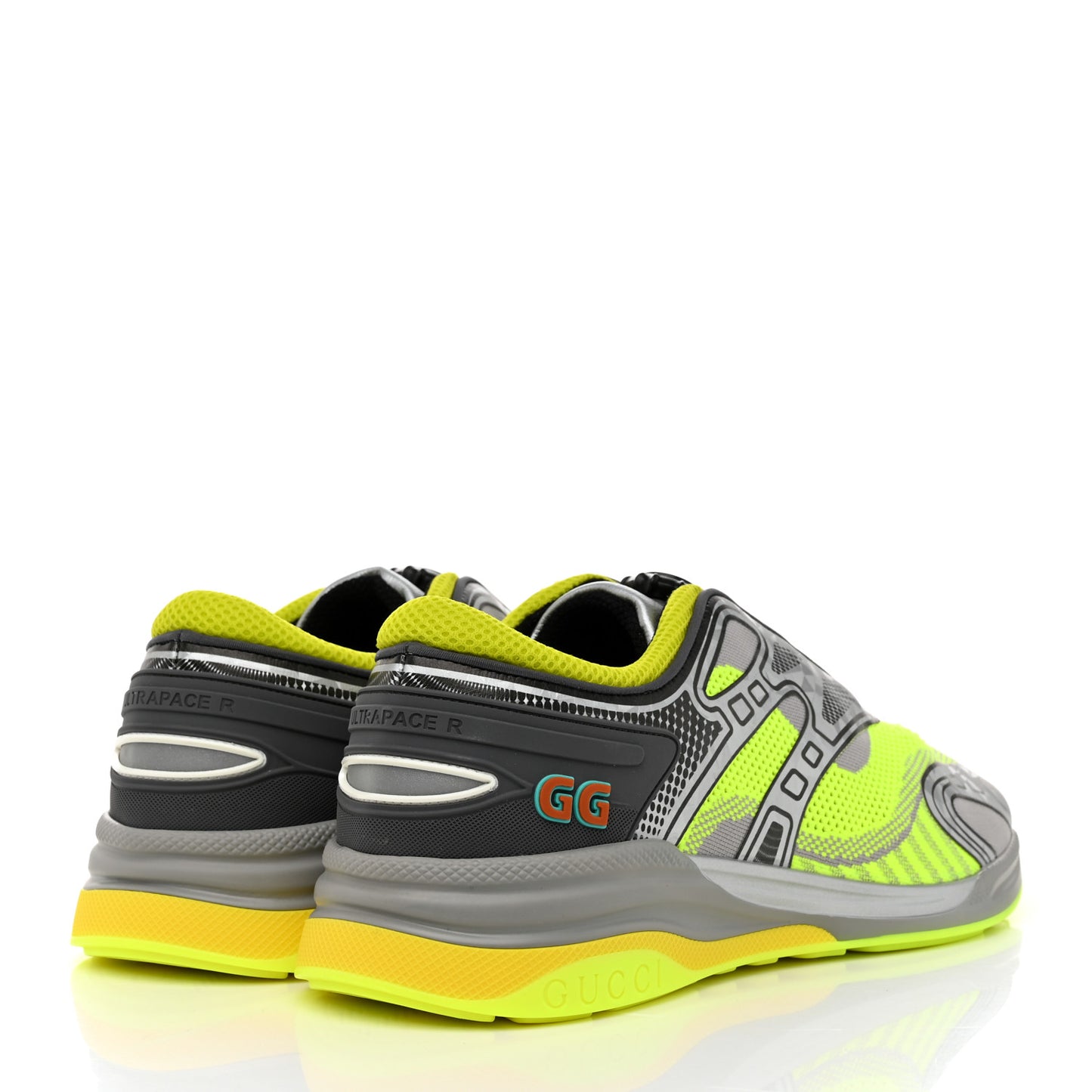 Fabric Mens Ultrapace R Mid Top Sneakers 11 Grey Neon Yellow Silver Loess