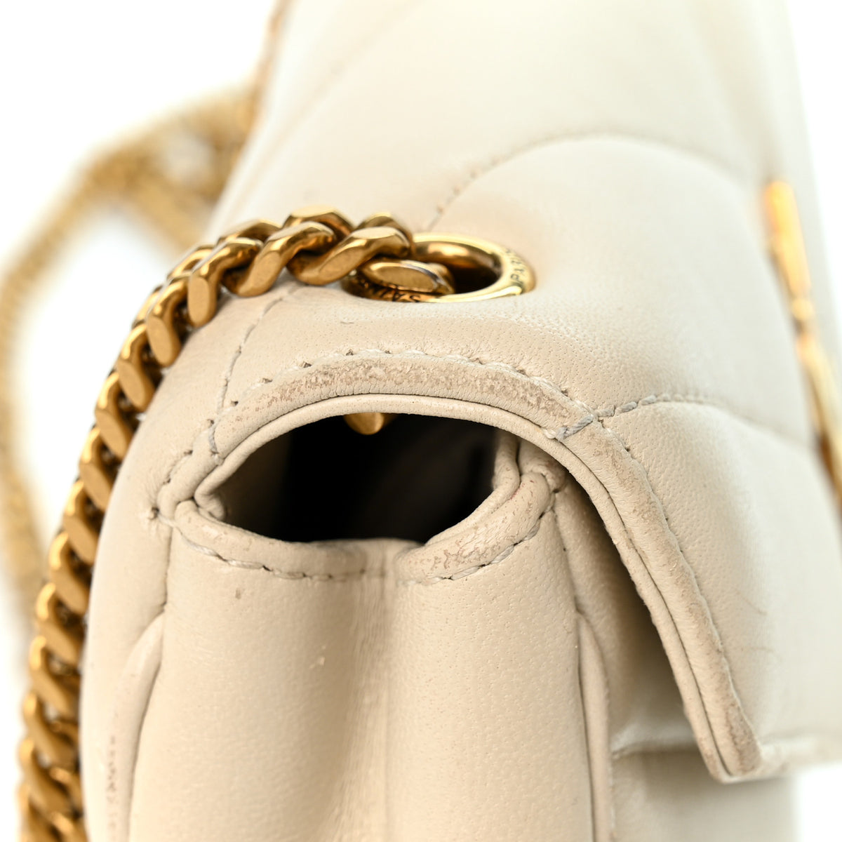 Saint Laurent Lambskin Chevron Quilted Mini LouLou  Crema Soft 13 of 13