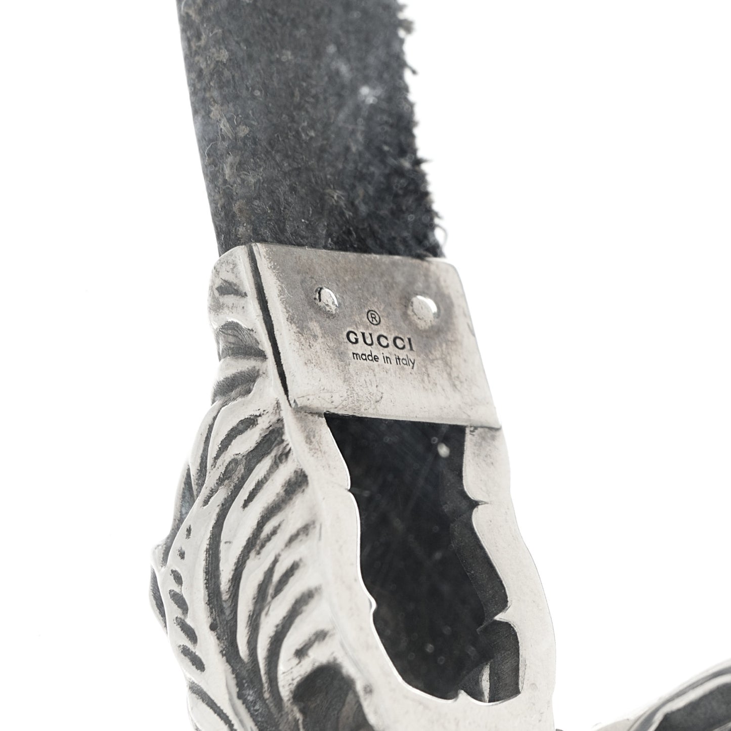 Sterling Silver Calfskin Tigers Head Choker Necklace