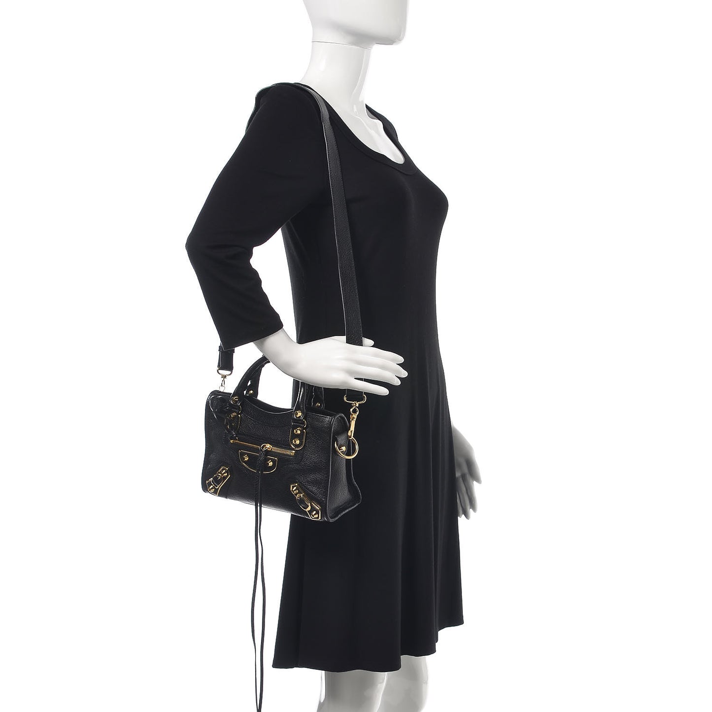 Chevre Gold Metallic Edge Hardware Mini City Black