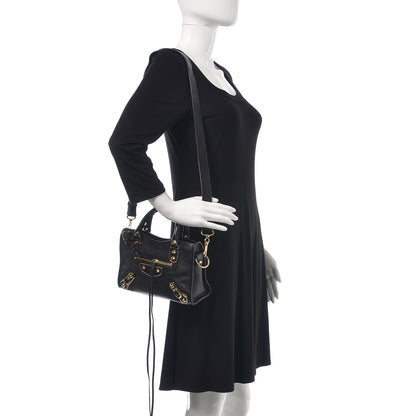 Balenciaga Chevre Gold Metallic Edge Hardware Mini City Black 2 of 7