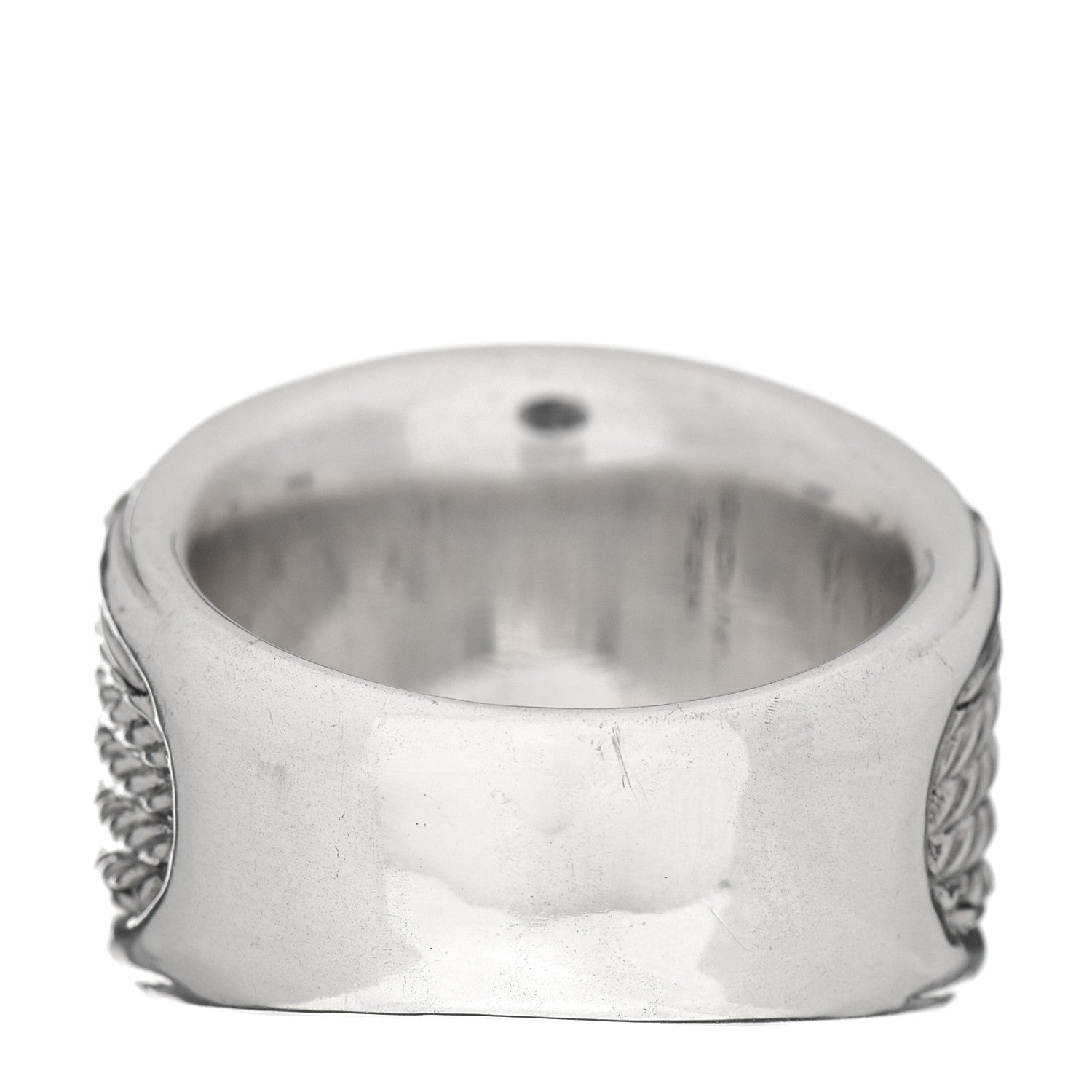David Yurman Sterling Silver Diamond Cable Cigar Band Ring 56 7.5 4 of 5