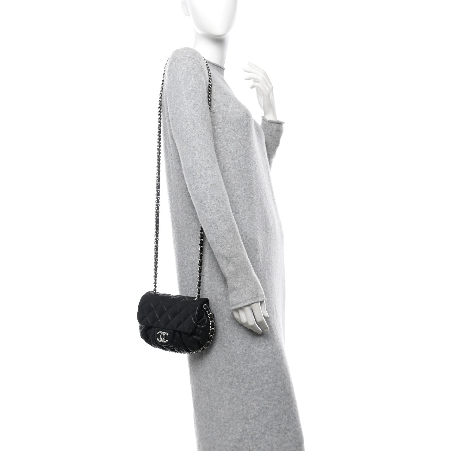 Chanel Washed Lambskin Quilted Mini Chain Around Flap Black 2 of 12