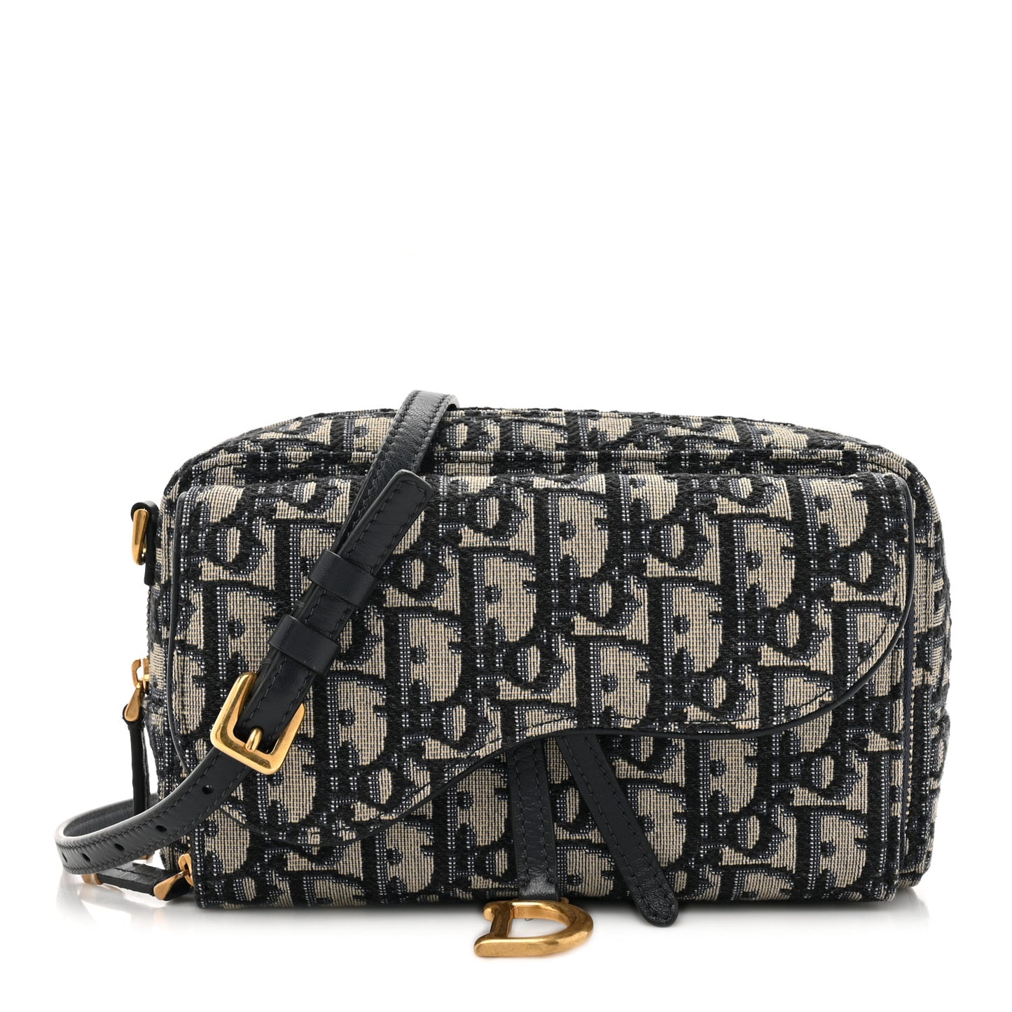 Oblique Double Saddle Pouch Navy Blue