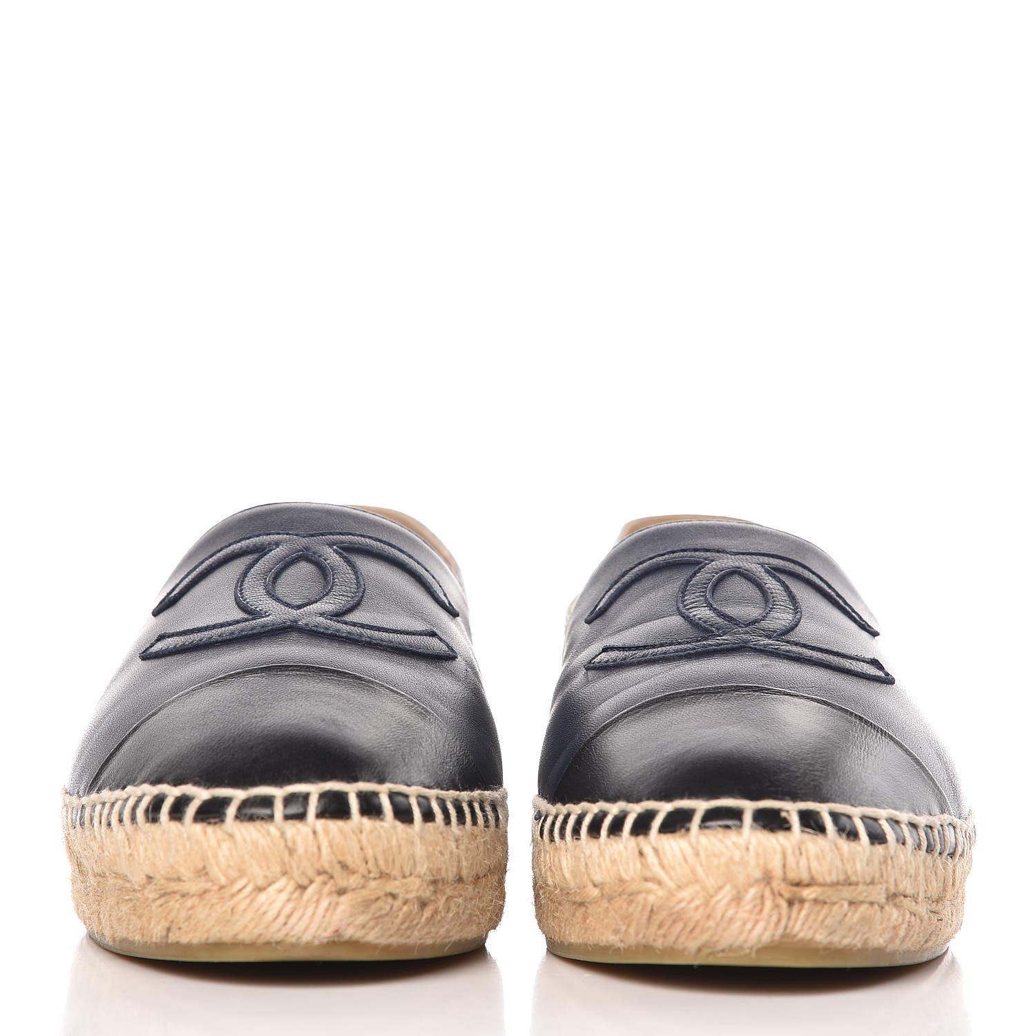Chanel Lambskin CC Espadrilles 39 Navy Black 3 of 13