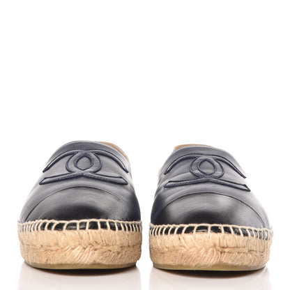Chanel Lambskin CC Espadrilles 39 Navy Black 3 of 13