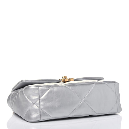 Chanel Metallic Goatskin Quilted Medium Chanel 19 Flap Silver 4 of 18