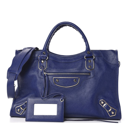 Balenciaga Chevre Gold Metallic Edge Hardware City Bleu Roi 1 of 11