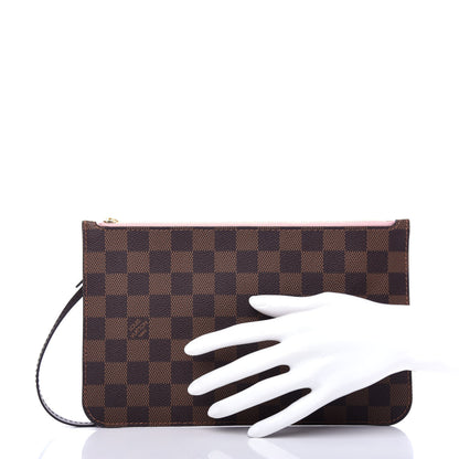 Louis Vuitton Damier Ebene Neverfull MM GM Pochette Rose Ballerine 2 of 7