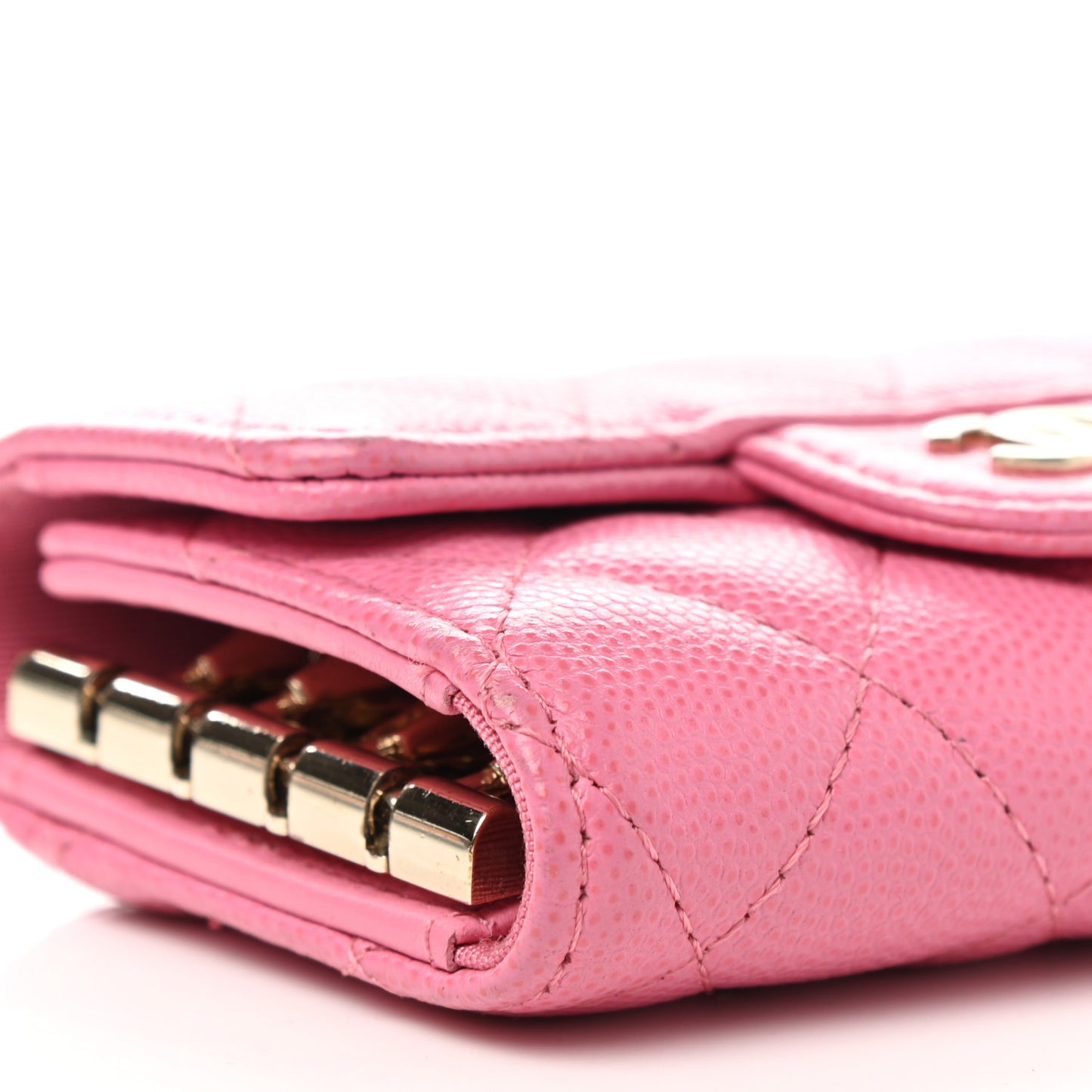 Caviar Quilted Classic 4 Key Holder Wallet Pink